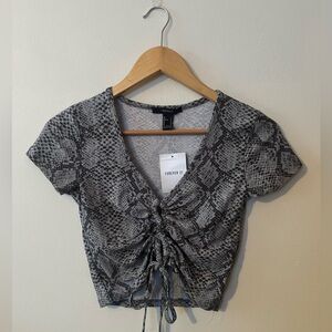 Forever 21 Snake Print Pattern Short Sleeve Blouse